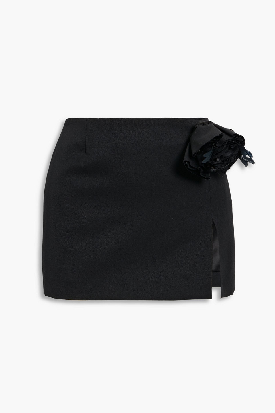 Area Flower Slit Mini Skirt In Black