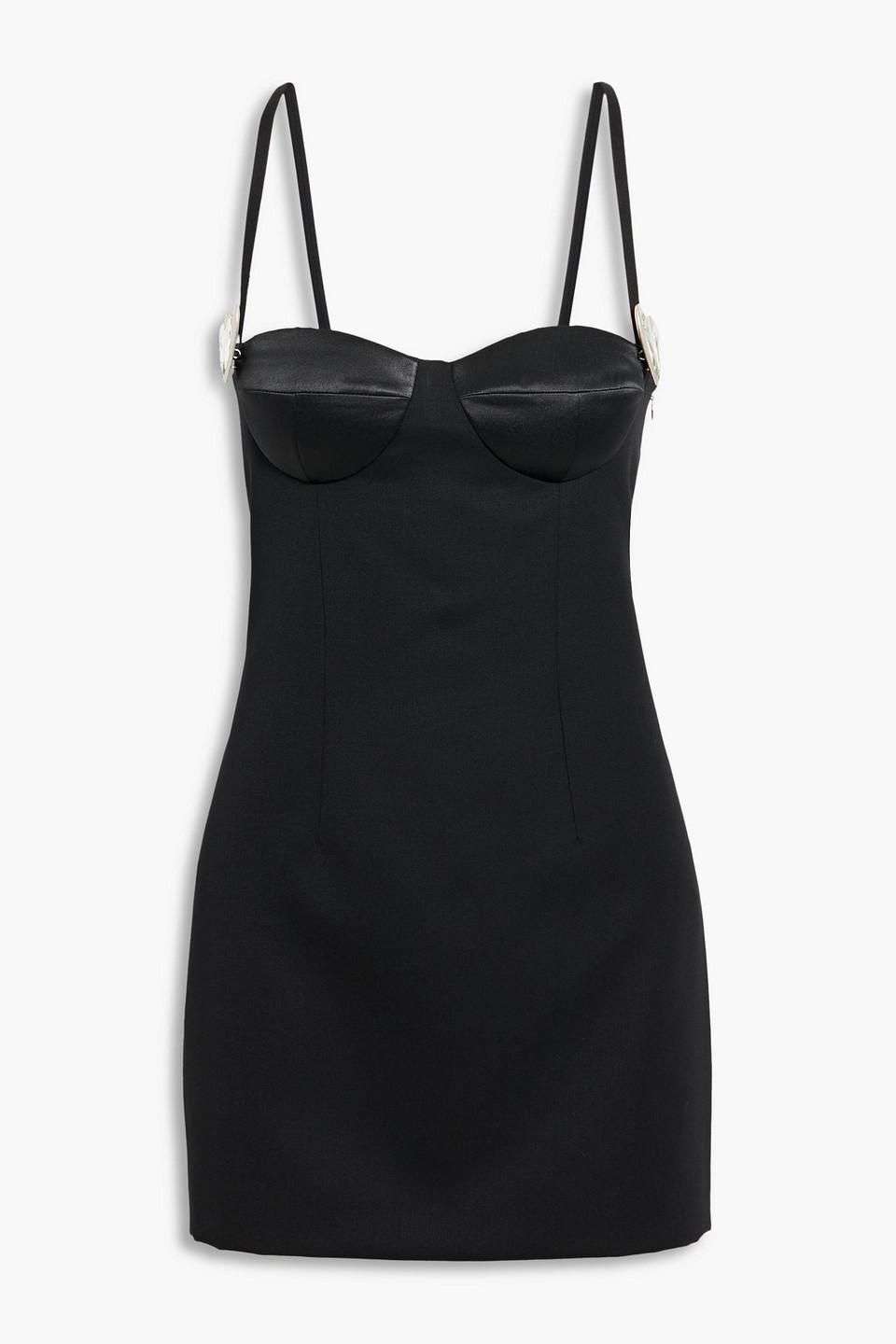 area - embellished wool-twill mini dress - black - us 0