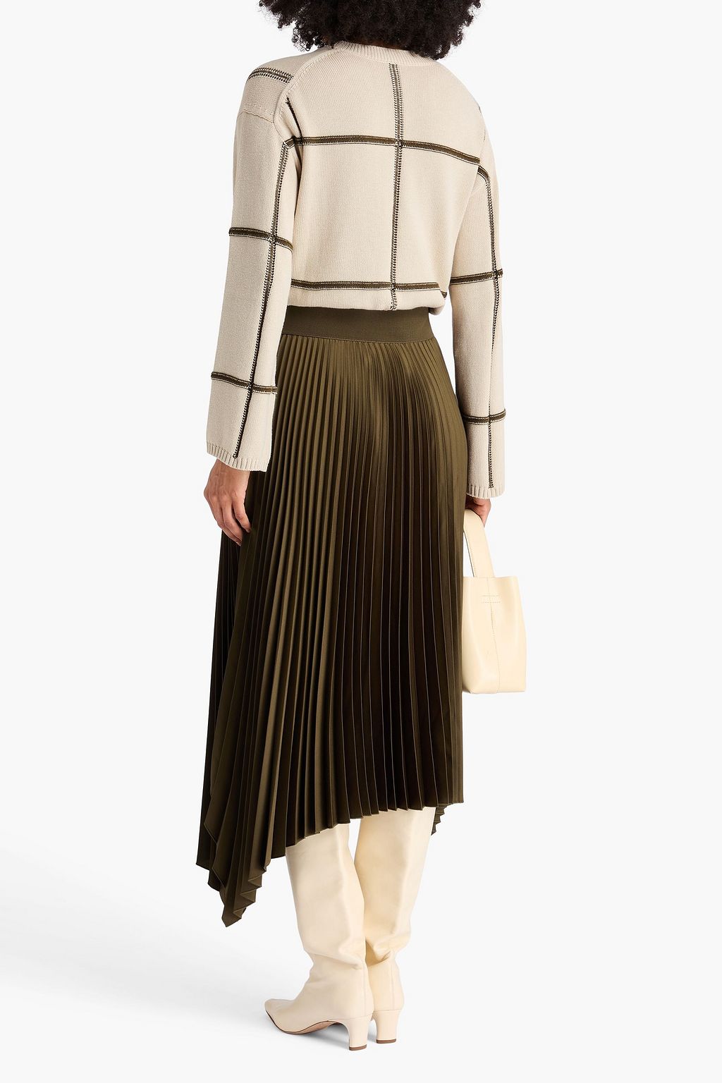 JOSEPH Ade pleated flannel midi skirt