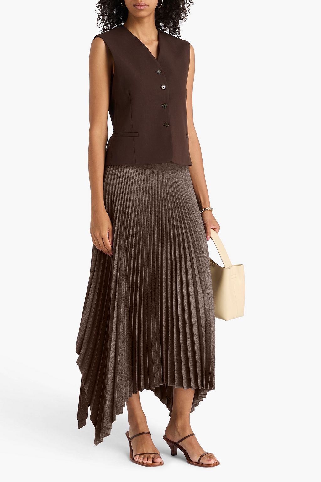 JOSEPH Ade pleated flannel midi skirt
