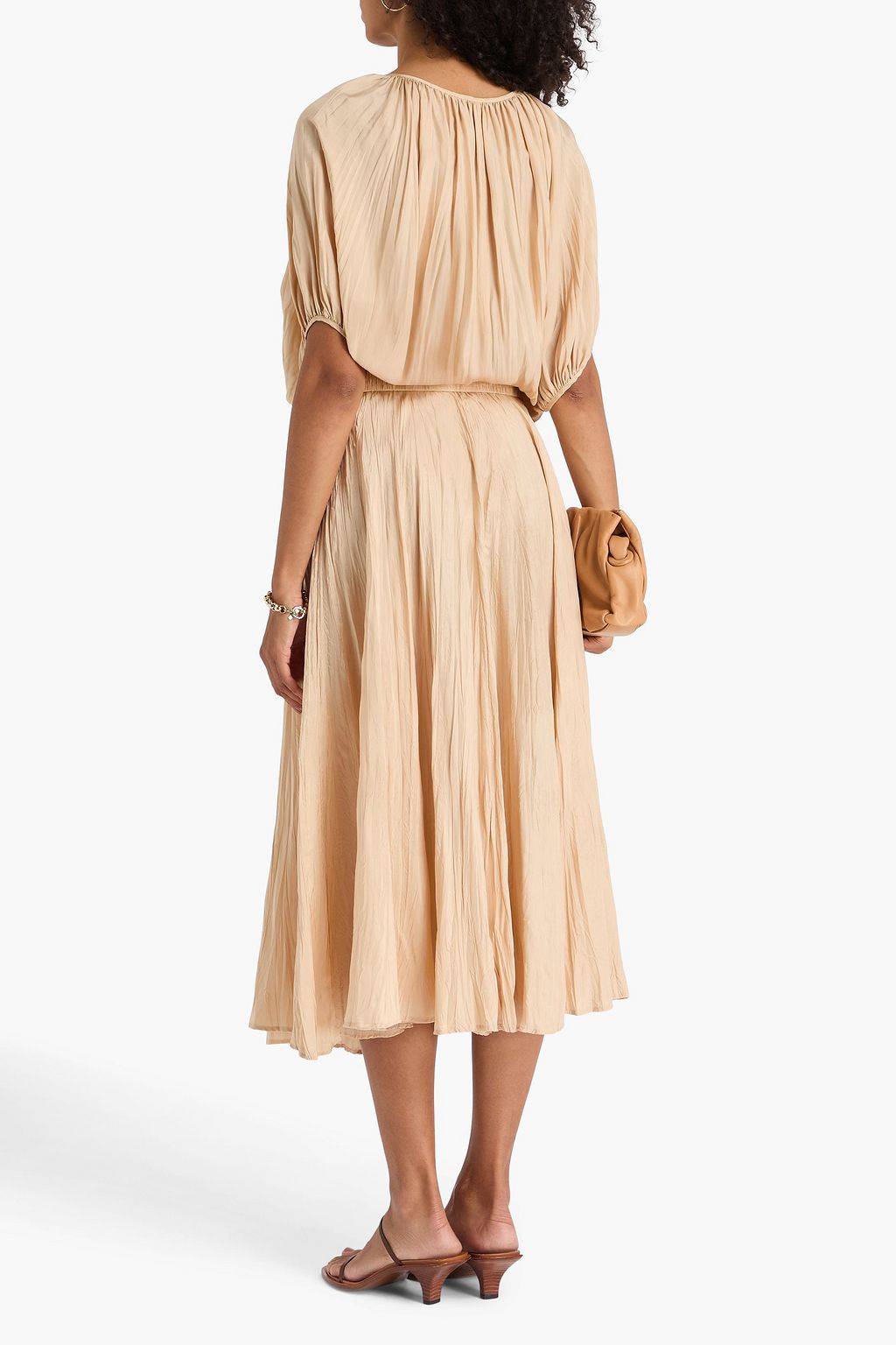 JOSEPH Sully crinkled silk-habotai midi skirt