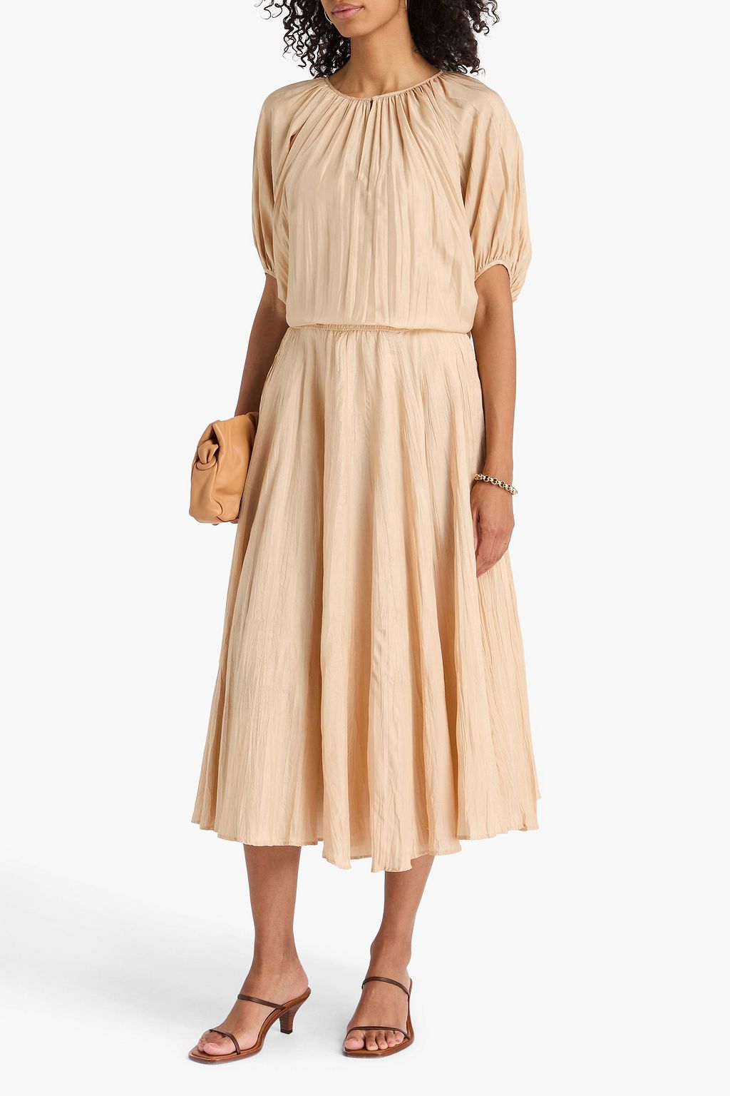 JOSEPH Sully crinkled silk-habotai midi skirt