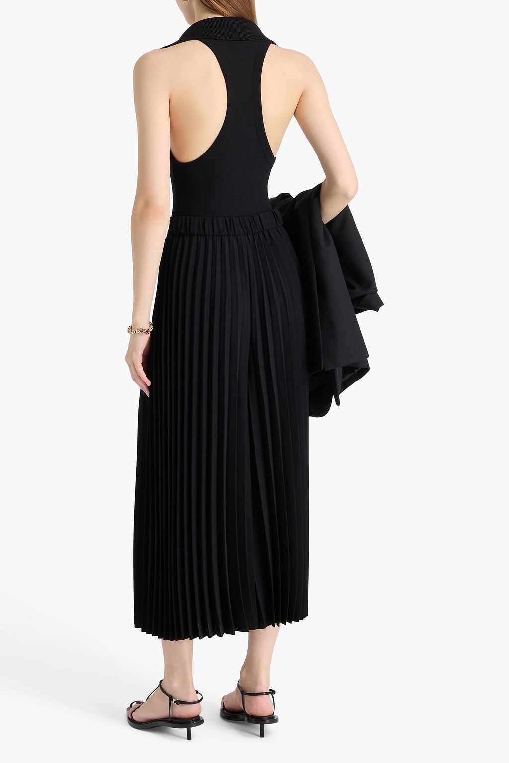 JOSEPH クレープ クロップド ワイドレッグパンツ タック入り