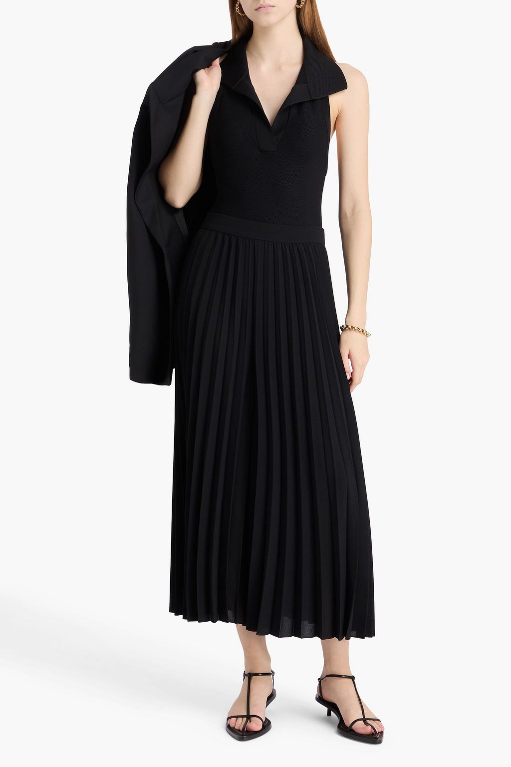 JOSEPH クレープ クロップド ワイドレッグパンツ タック入り