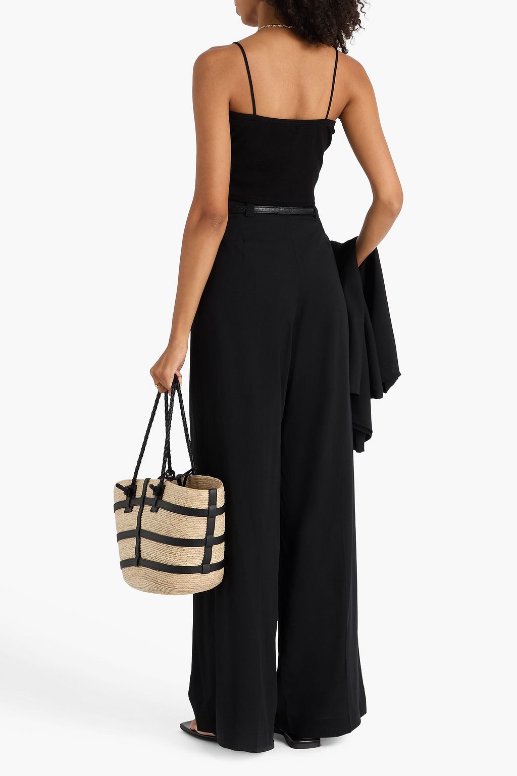 JOSEPH Forest pleated wool-blend crepe wide-leg pants