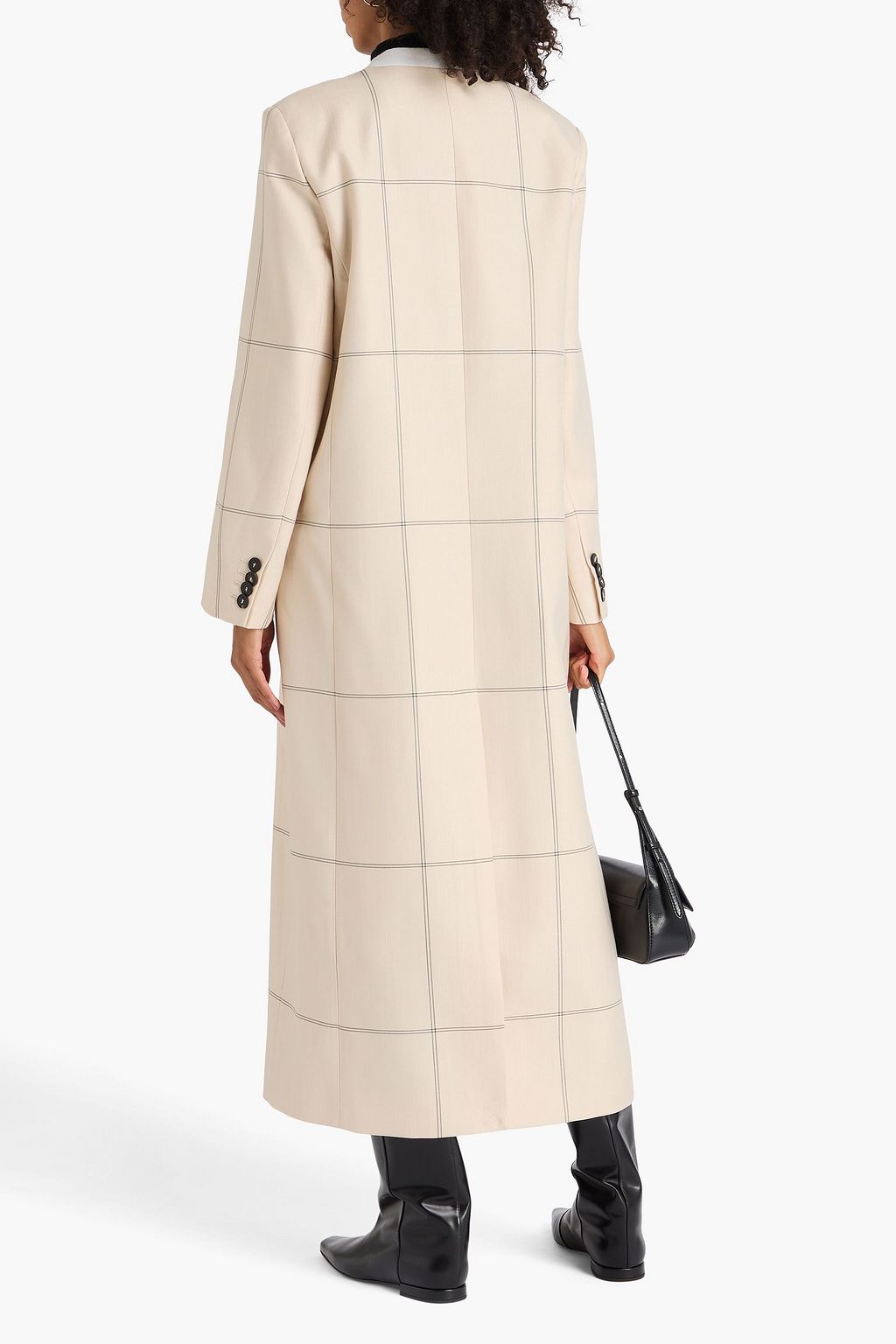 JOSEPH Double-breasted checked wool-blend crepe coat