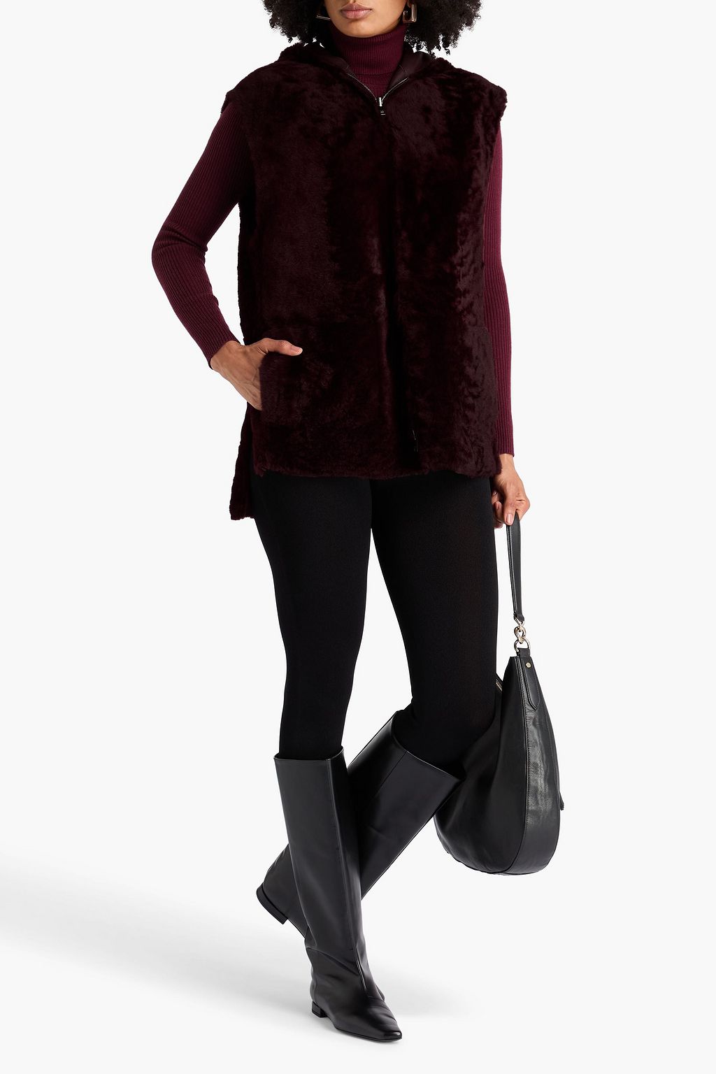 JOSEPH Dantec reversible shearling hooded vest