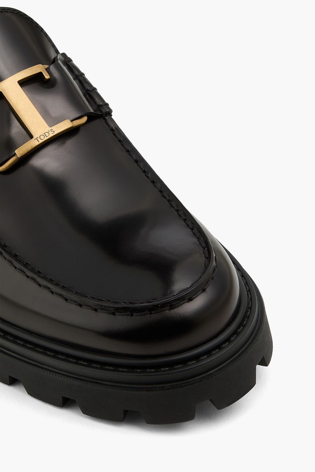 TOD'S Embellished glossed-leather loafers