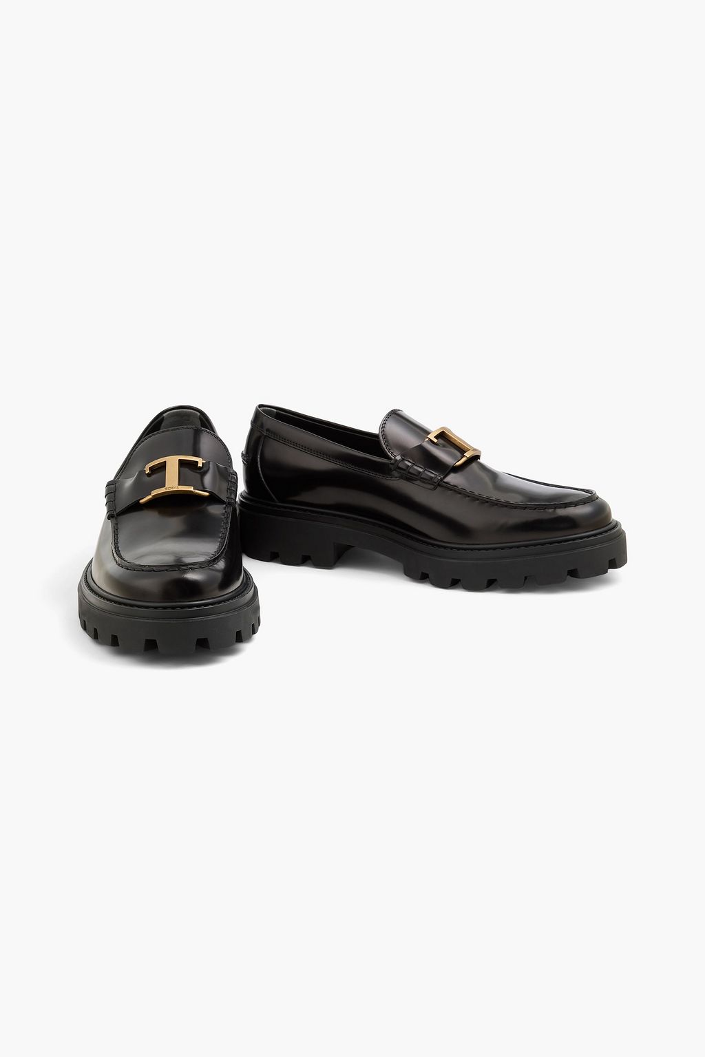 TOD'S Embellished glossed-leather loafers