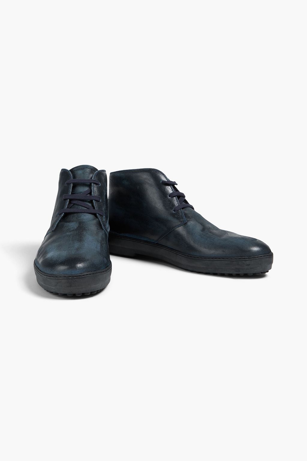 TOD'S Distressed leather chukka boots