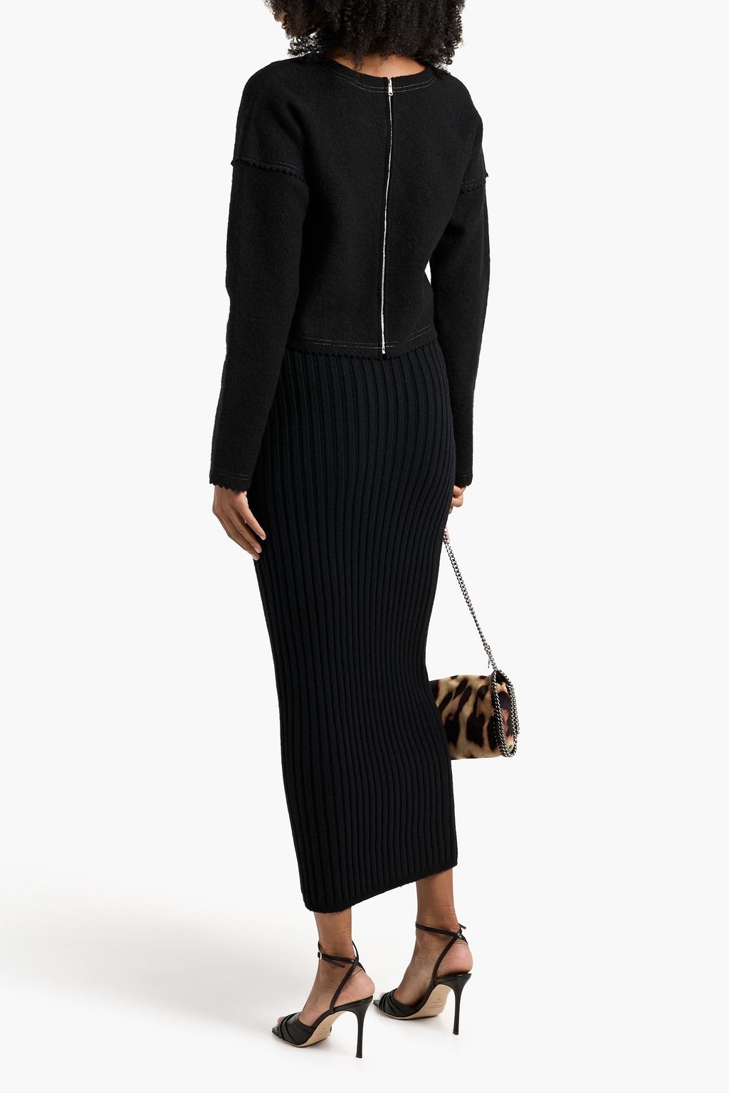 MAX MARA Seta ribbed wool-blend maxi pencil skirt