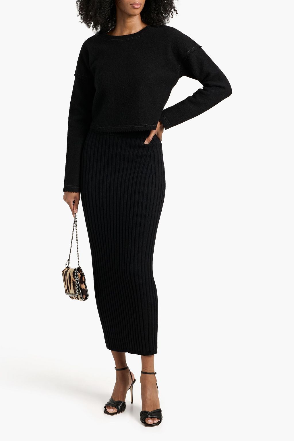 MAX MARA Seta ribbed wool-blend maxi pencil skirt
