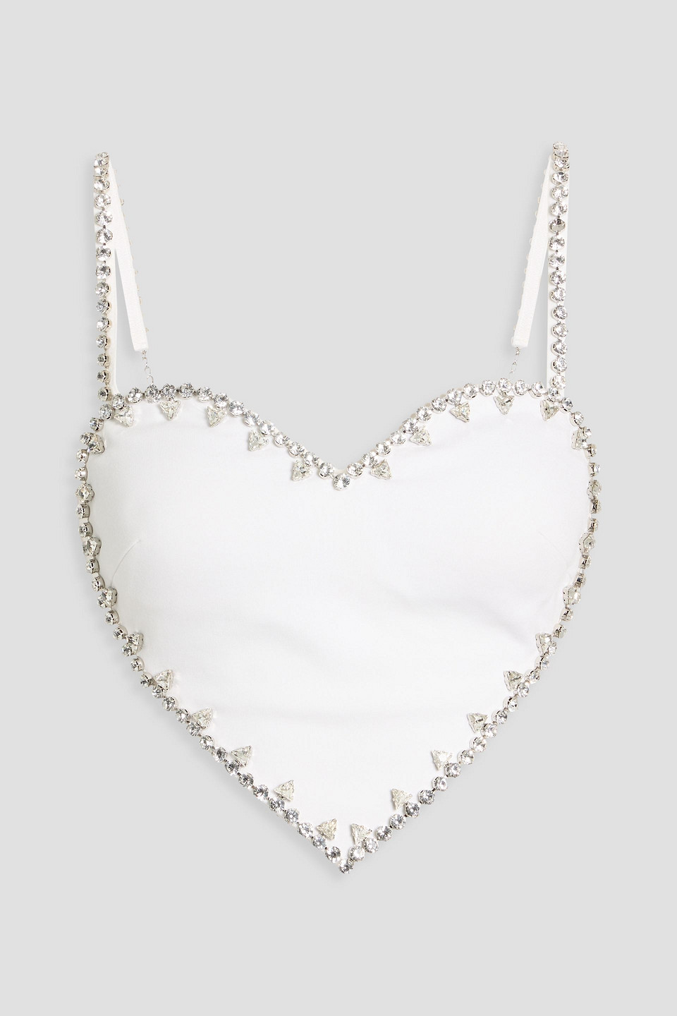 Area Cropped Crystal-embellished Ponte Bustier Top In White