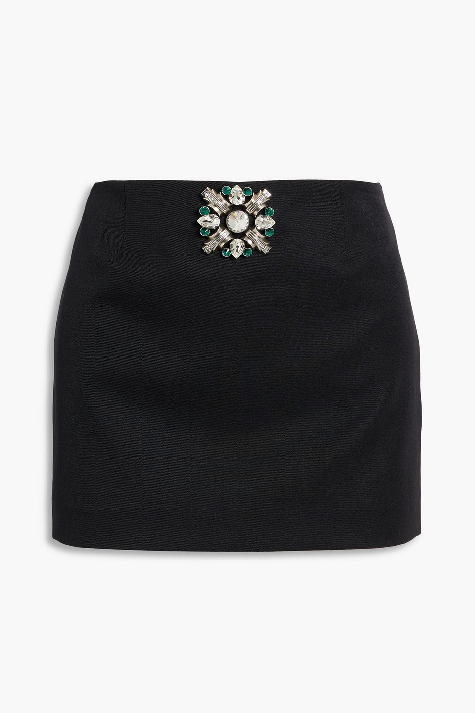 Area Embellished Wool-twill Mini Skirt In Black