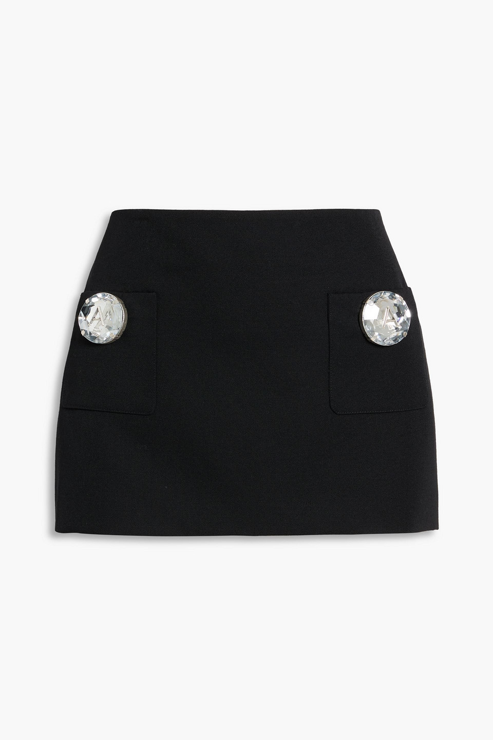 Area Embellished Wool-twill Mini Skirt In Black
