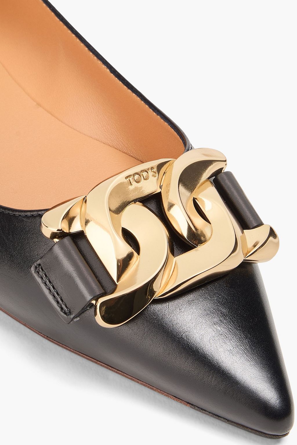 TOD'S حذاء فلات بمقدمة مدببة مصنوع من الجلد بتصميم مزركش