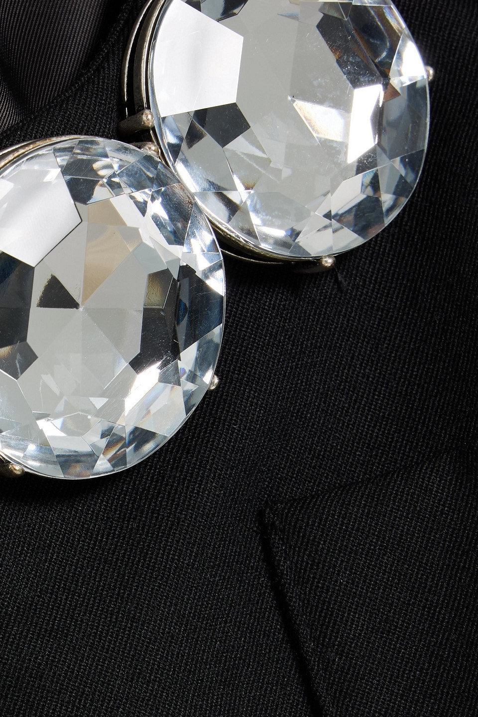 Area Cropped Embellished Wool-twill Blazer In Black