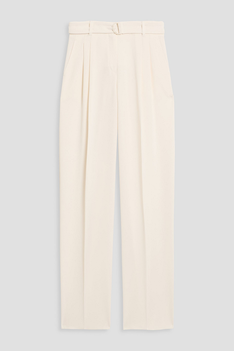 Max Mara Latina Belted Crepe Wide-leg Pants In White