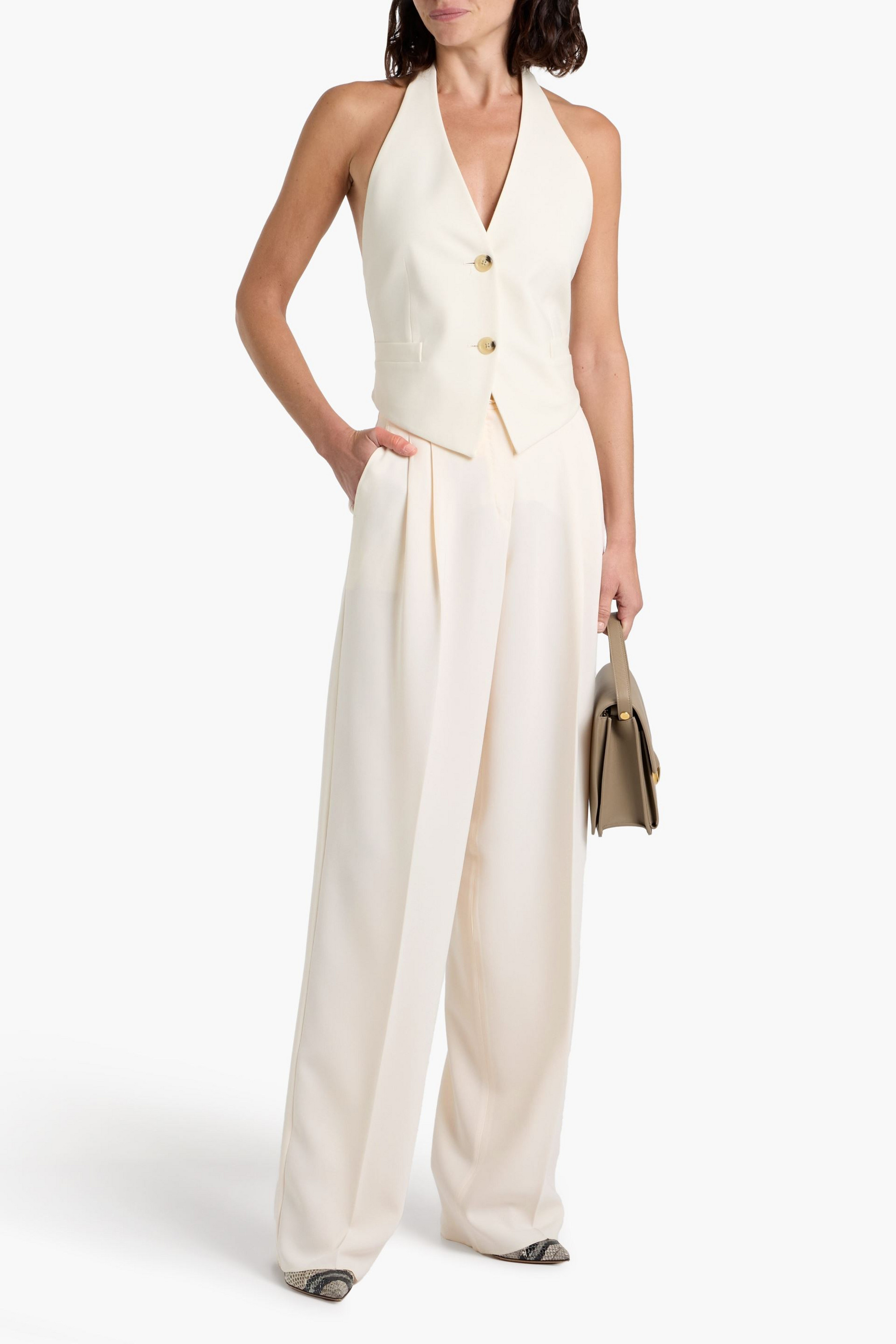 MAX MARA STUDIO Latina belted crepe straight-leg pants