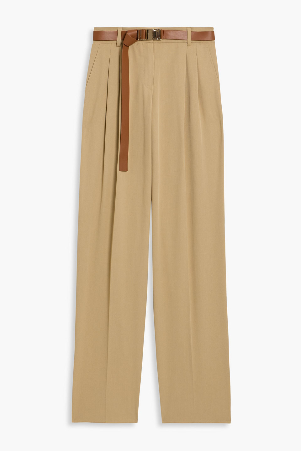 Max Mara Ezio Belted Woven Straight-leg Pants In Brown