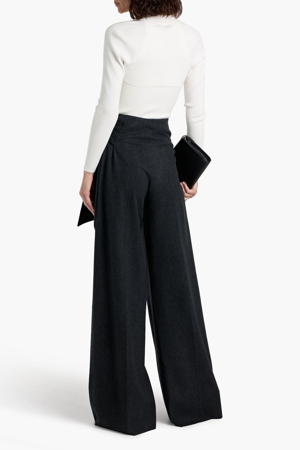 MAX MARA Arsenio tie-front wool-blend felt wide-leg pants