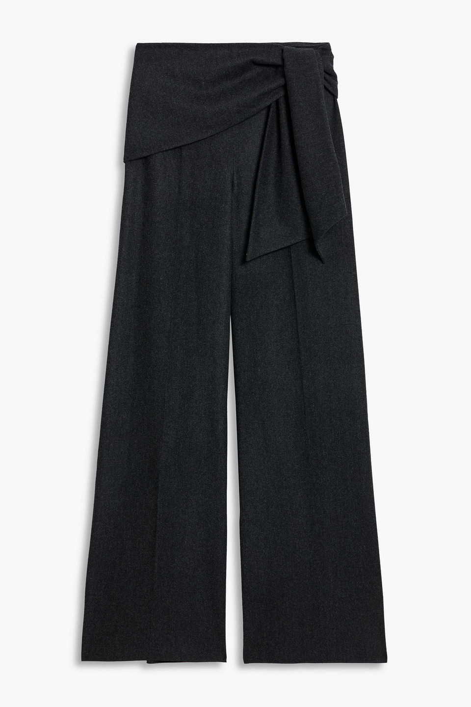 Max Mara Arsenio Tie-front Wool-blend Felt Wide-leg Pants In Gray