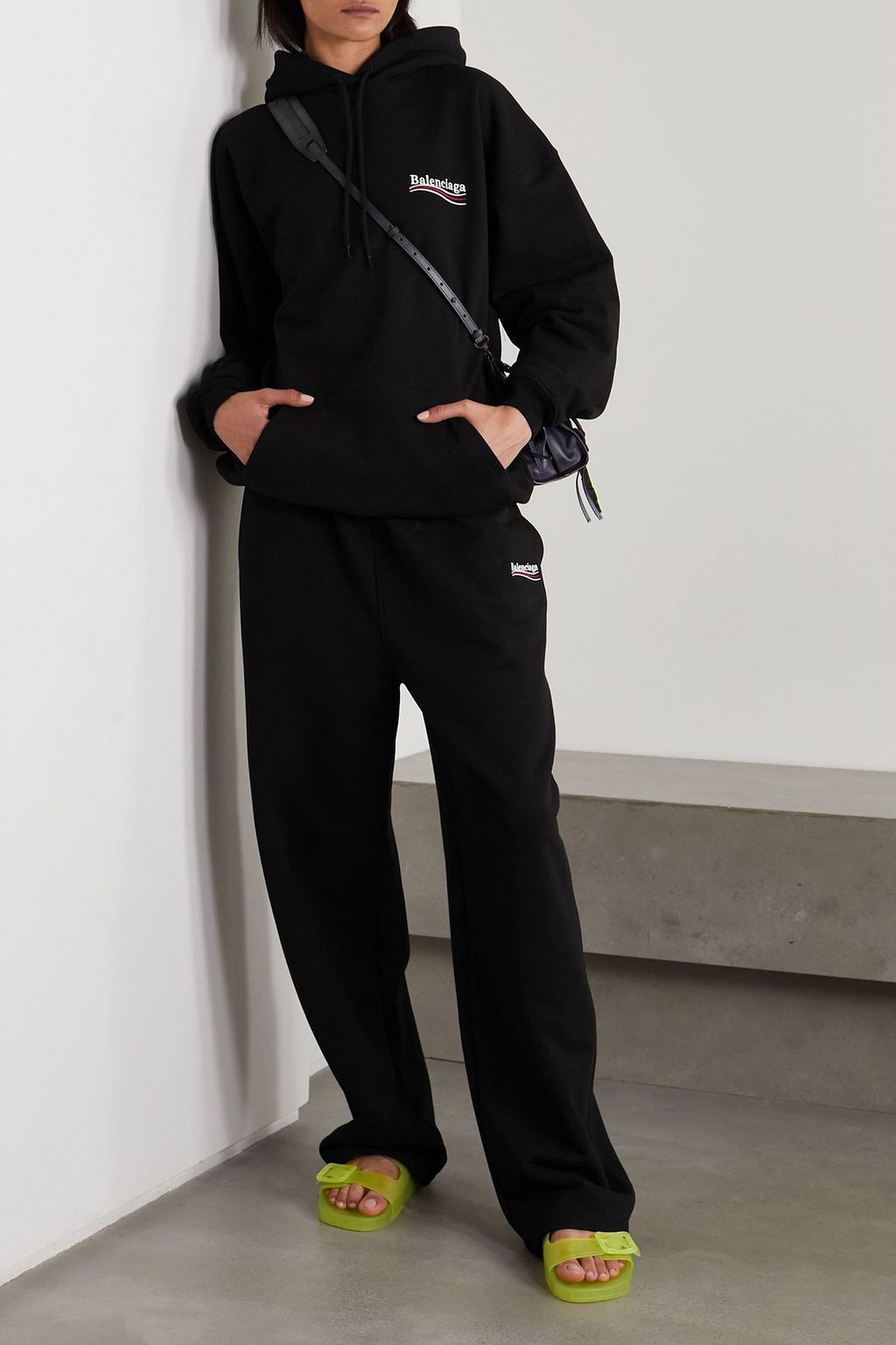 BALENCIAGA Embroidered cotton-jersey track pants
