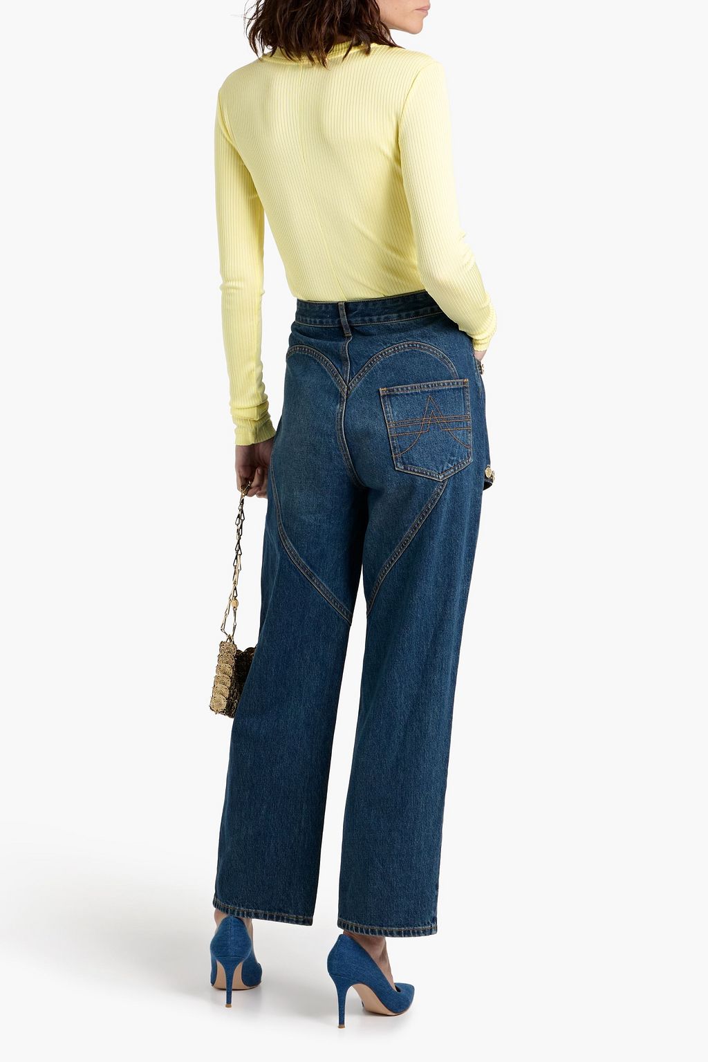 AREA Embellished ribbed jersey top