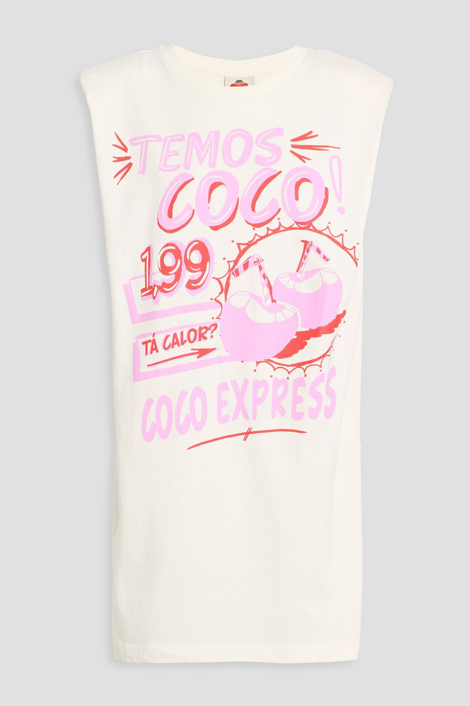 Farm Rio Printed Cotton-jersey Mini Dress In White