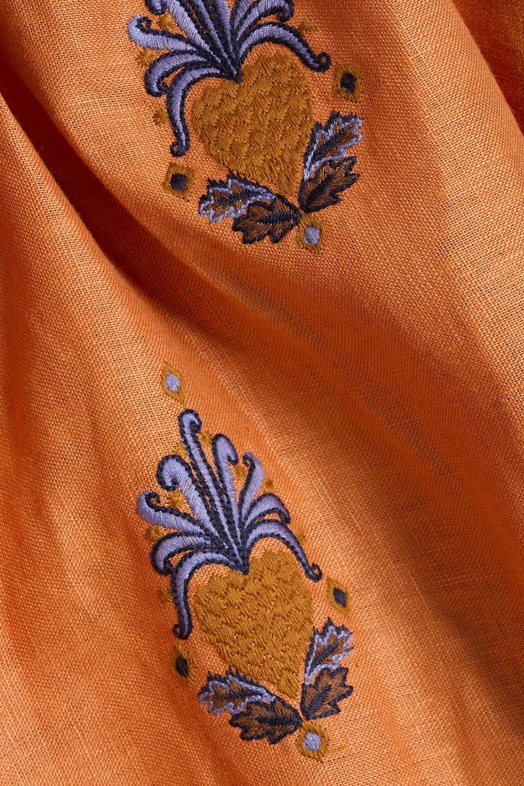 FARM RIO Embroidered linen midi dress