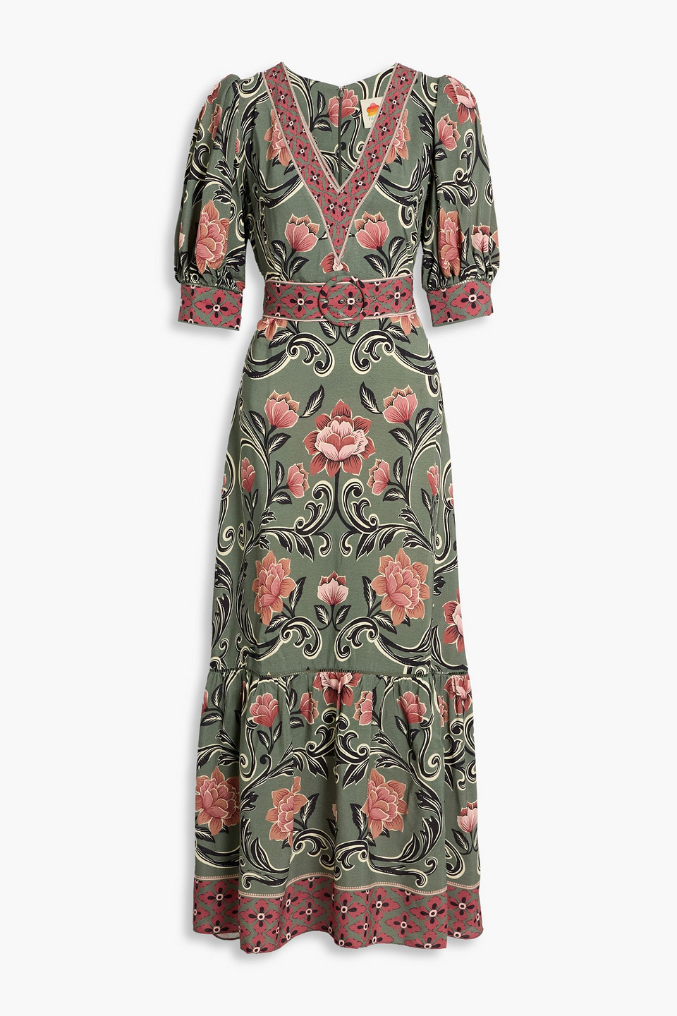 Farm Rio Arabesque Floral Maxi Dress In Green