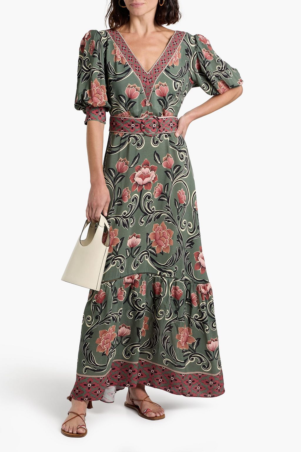 FARM RIO Floral-print crepe maxi dress