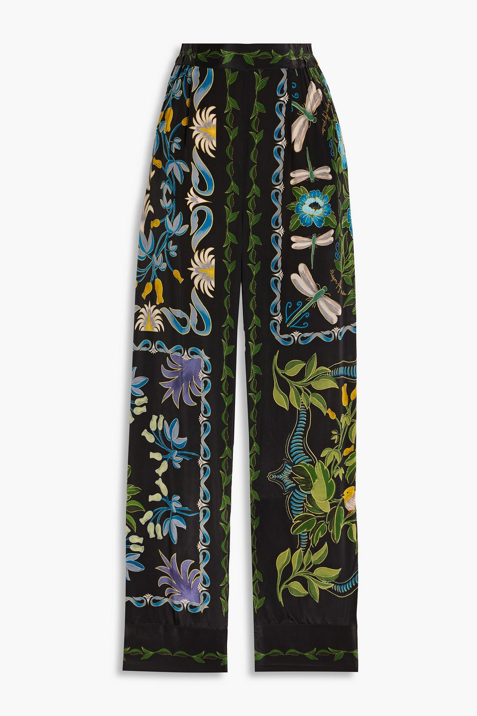 Farm Rio Printed Satin Straight-leg Pants In Multi