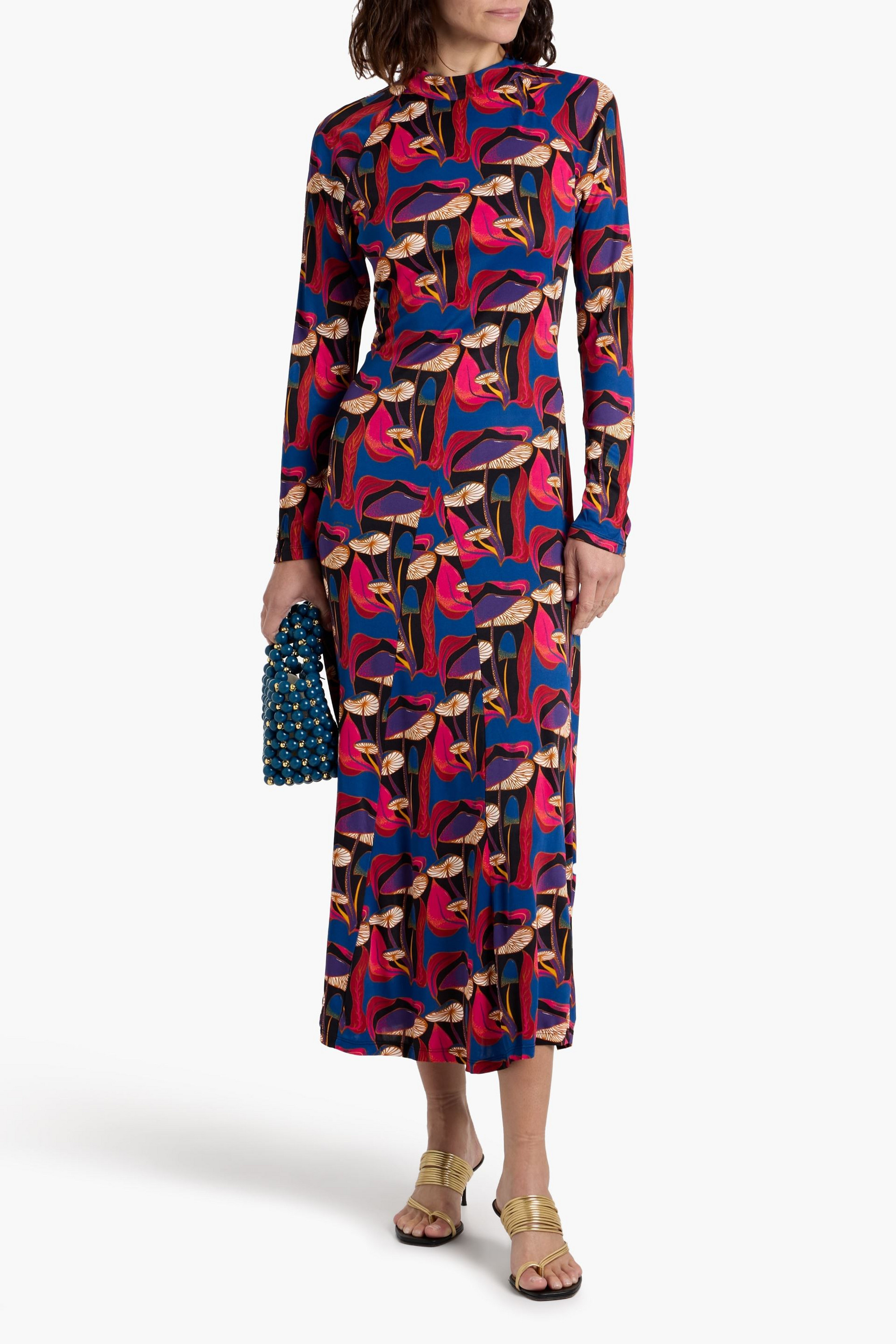 FARM Rio Cutout printed jersey midi dress