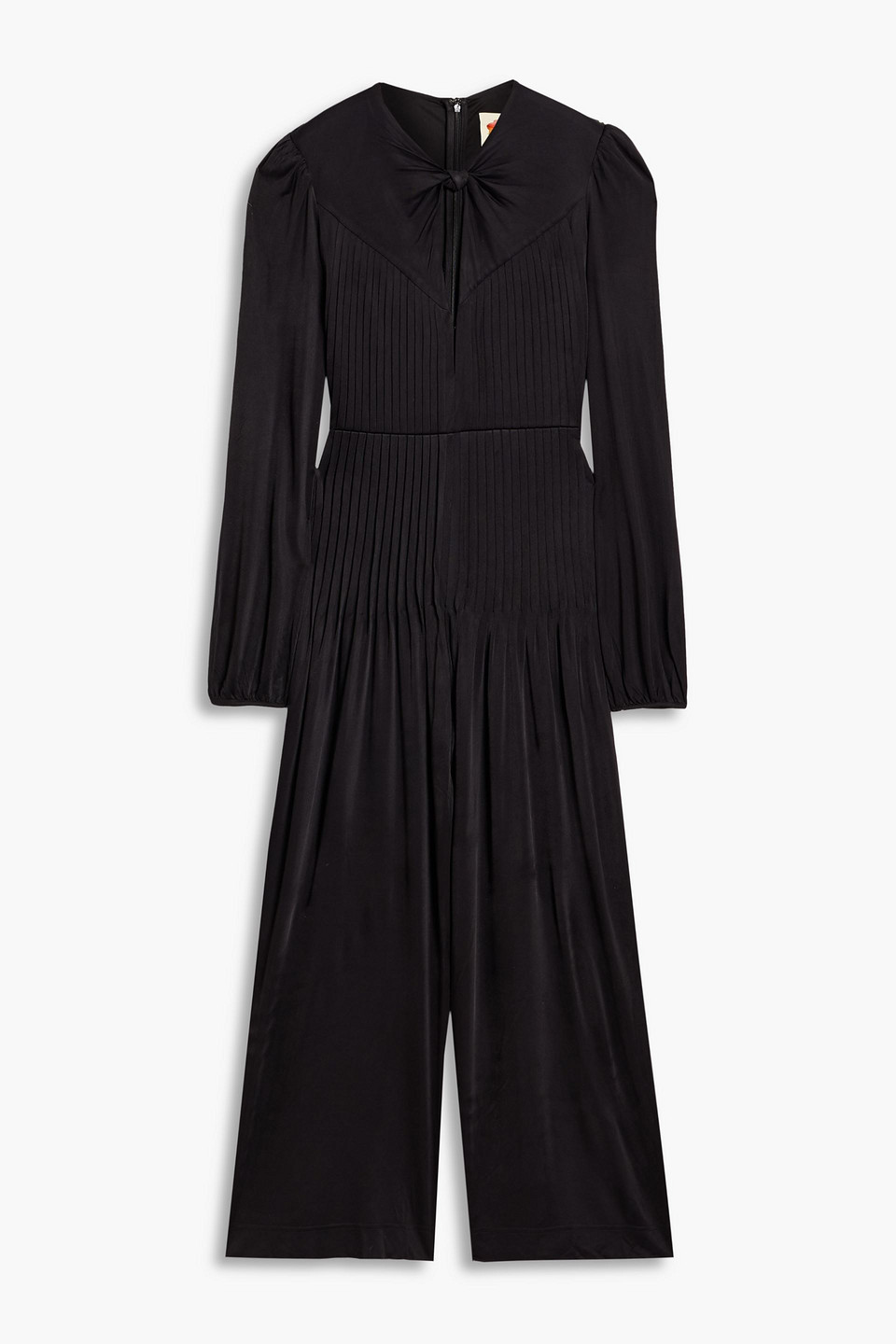 Farm Rio Pintucked Jersey Wide-leg Jumpsuit In Black