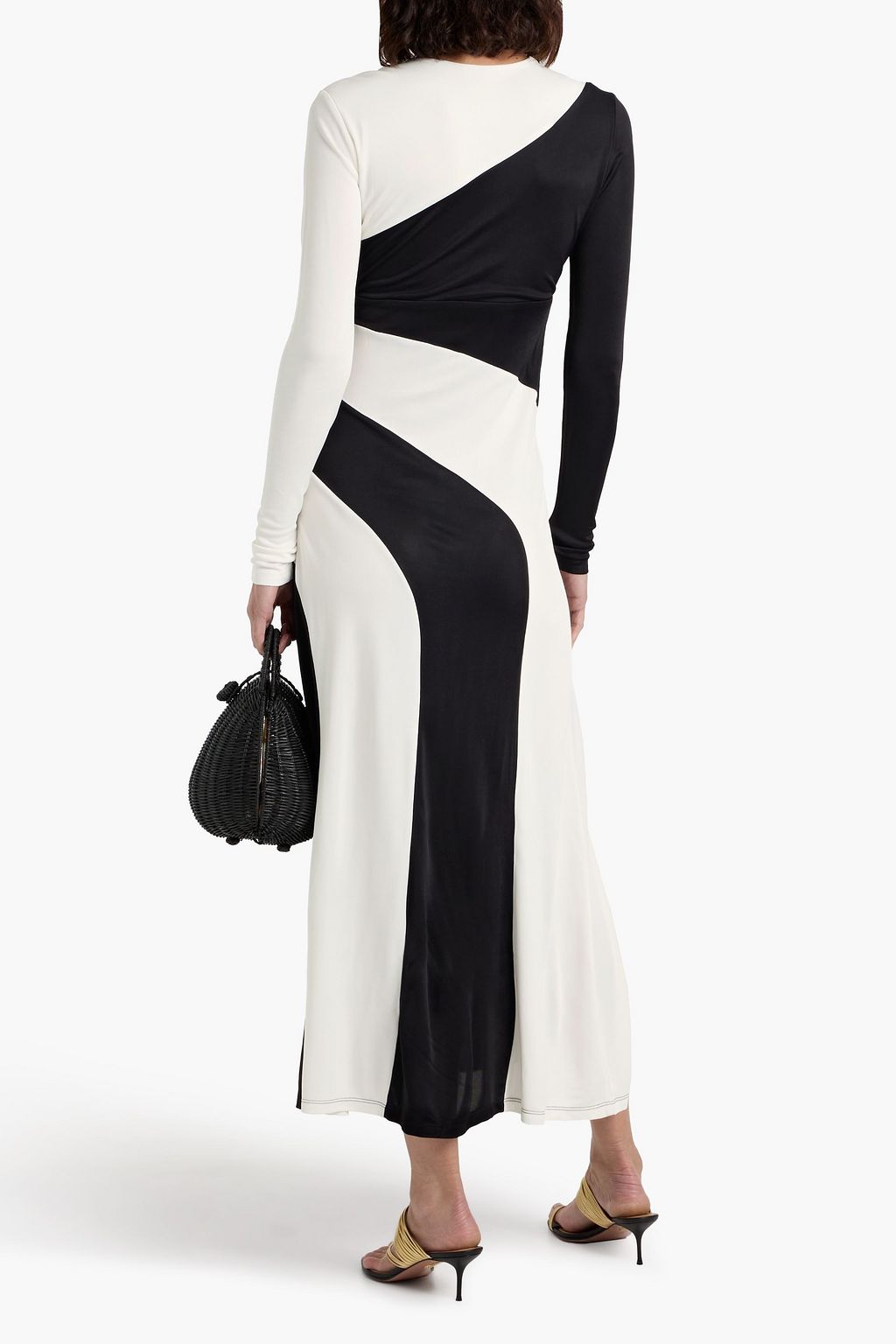 FARM RIO Cutout two-tone jersey midi dress