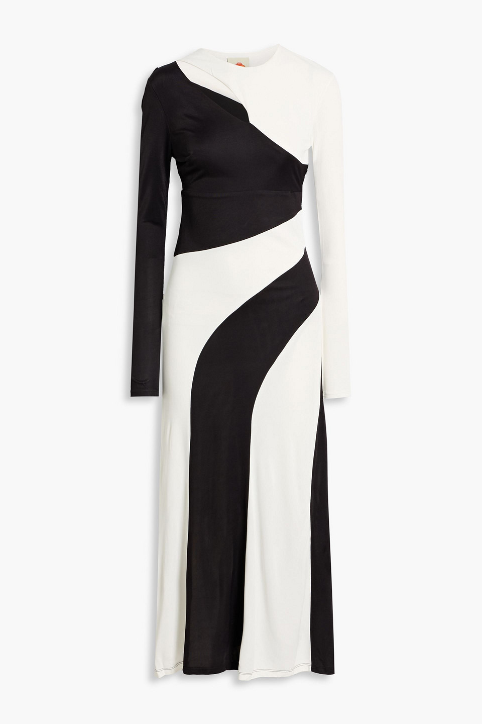Farm Rio Cutout Two-tone Jersey Midi Dress In Multi