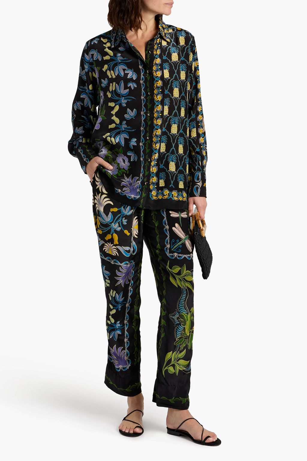 FARM RIO Printed satin shirt