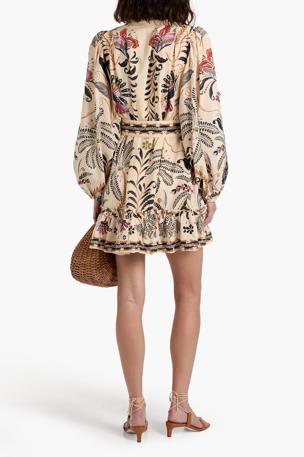 FARM RIO Printed cotton-blend mini dress