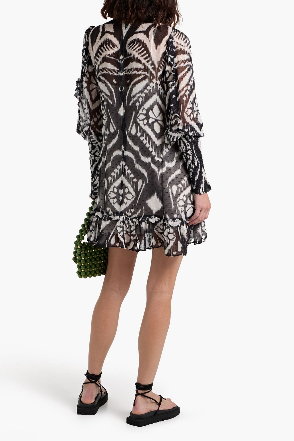 FARM RIO Printed fil coupé chiffon mini dress