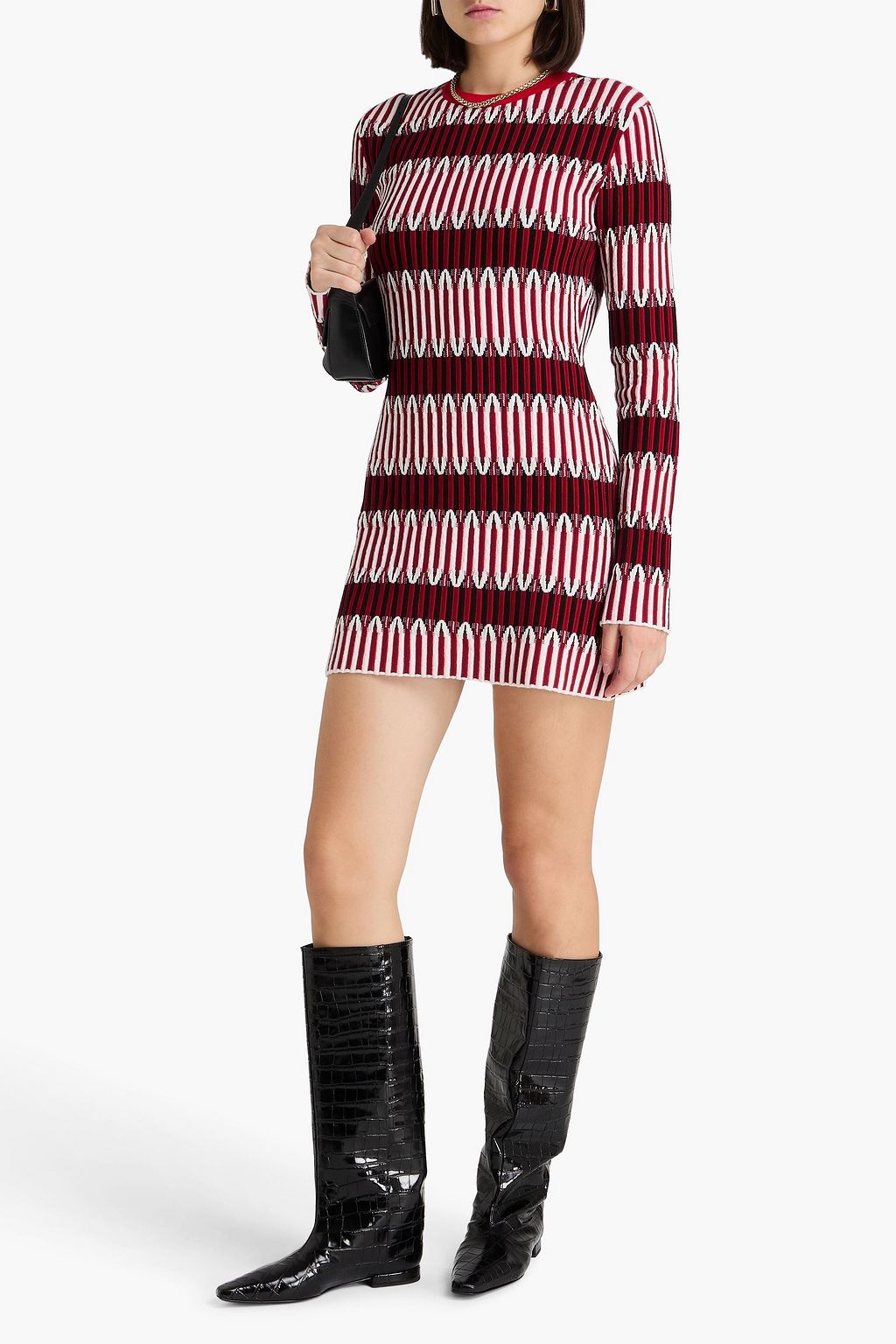 TOD'S فستان قصير بحبكة الجاكار