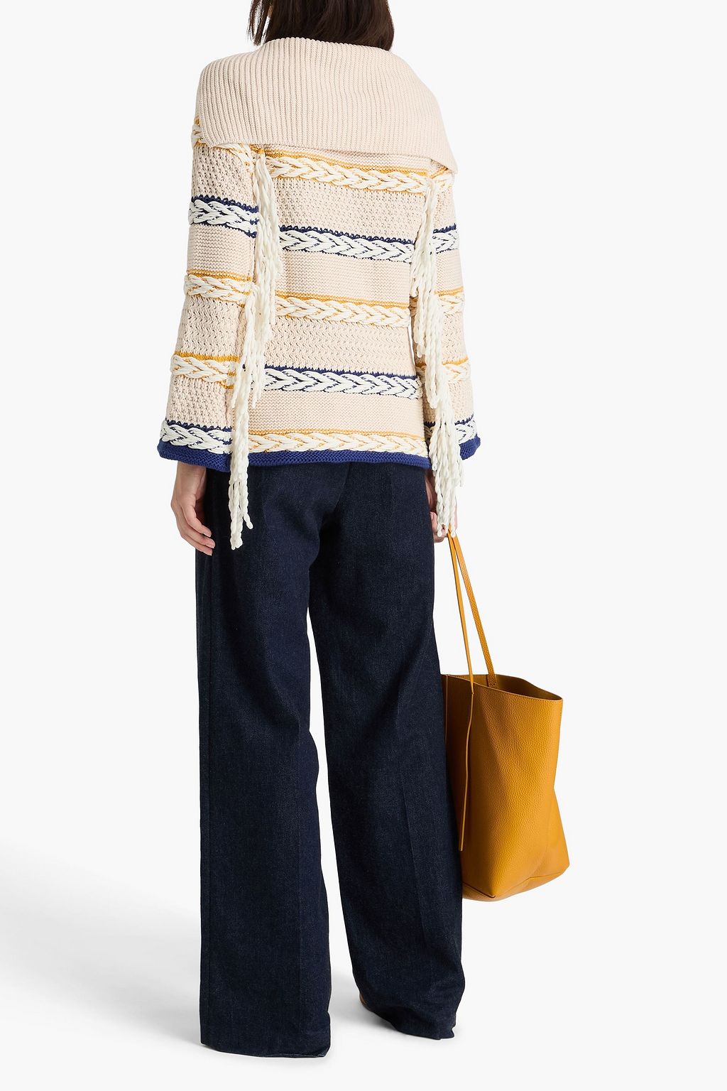 TOD'S كنزة رياضية من القطن المحبوك بنمط جاكار بشرّابات