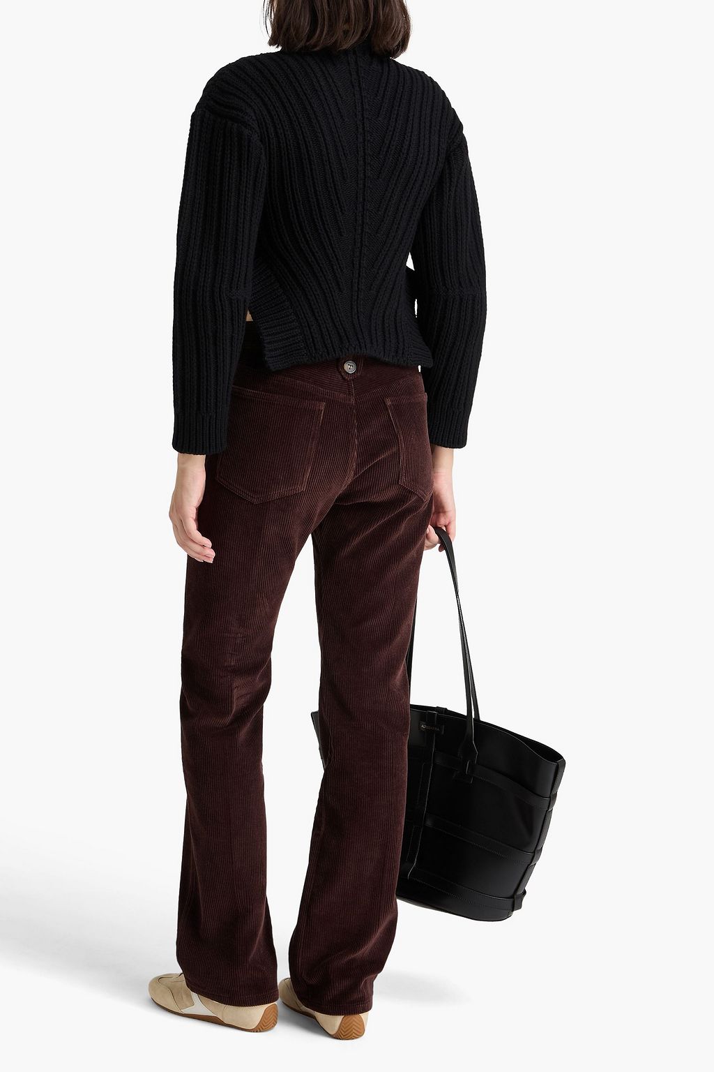 TOD'S بنطلون بأرجل مستقيمة من المخمل المضلّع والقطن