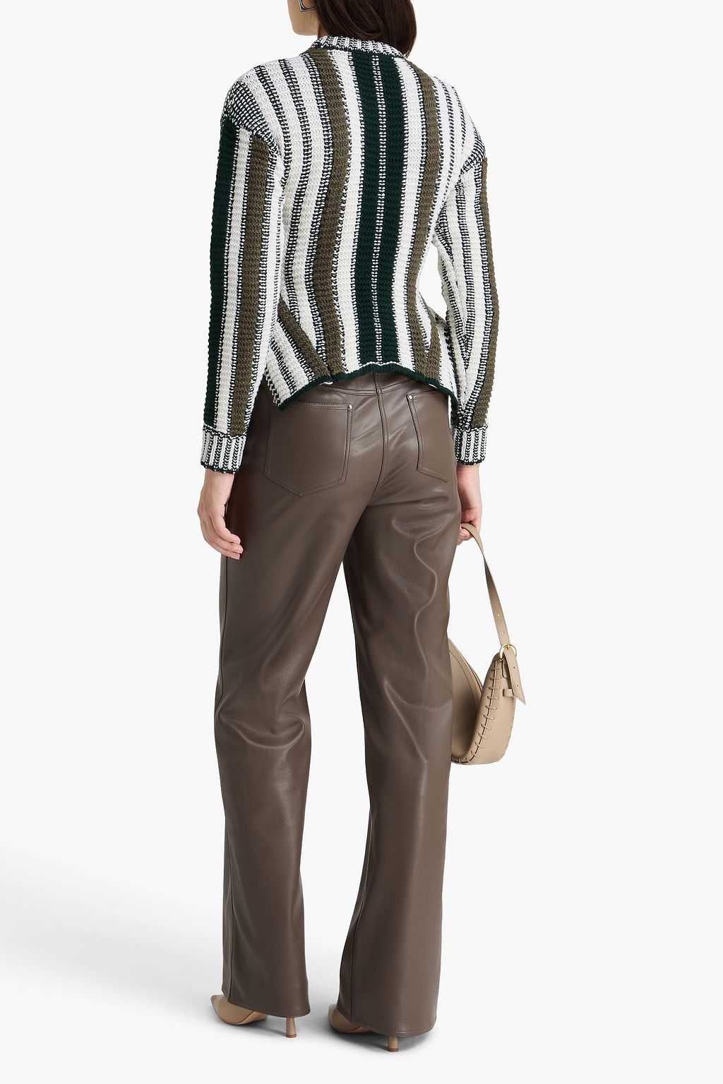 TOD'S كنزة رياضية بكشكشة عند الخصر مصنوعة من الصوف بتصميم مخطط