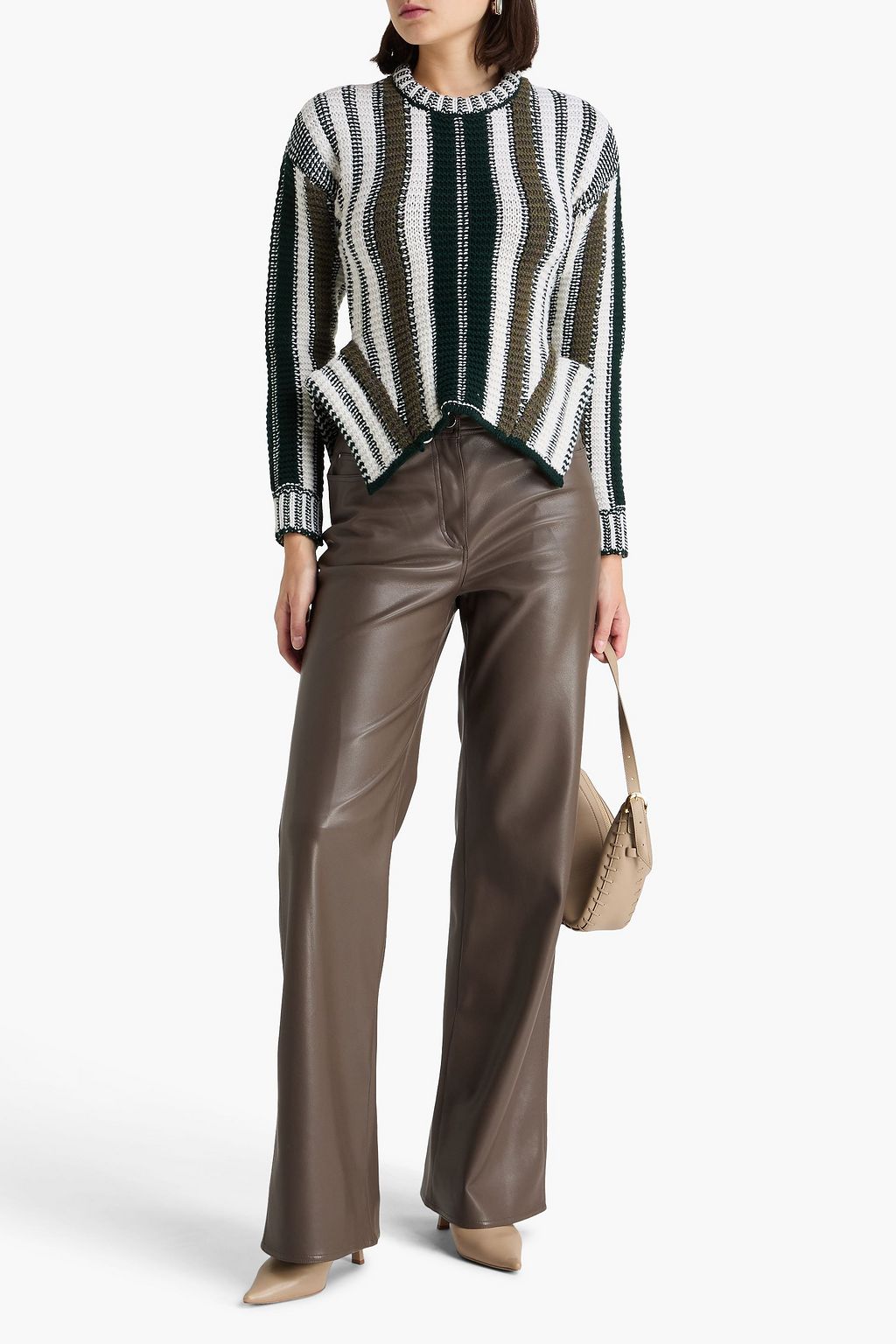 TOD'S كنزة رياضية بكشكشة عند الخصر مصنوعة من الصوف بتصميم مخطط