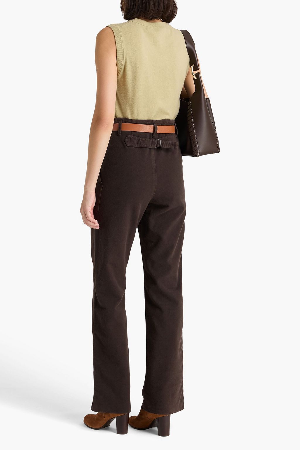 TOD'S بنطلون بأرجل مستقيمة من الفلانيل ومزيج من القطن