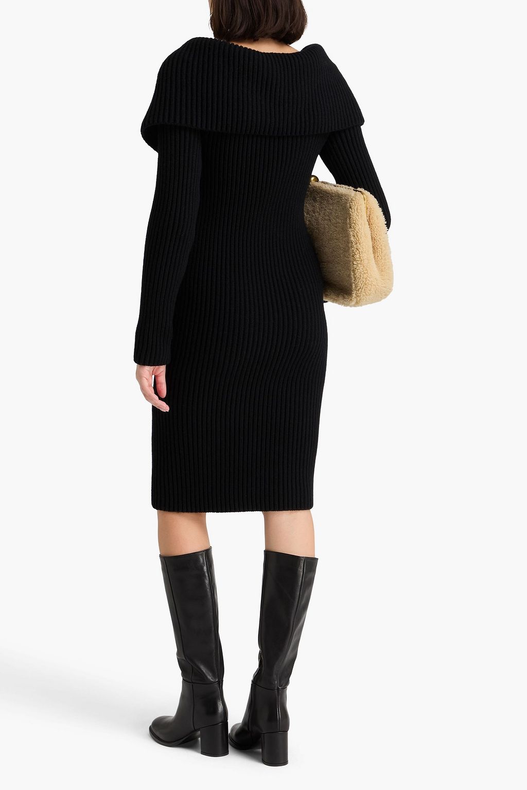 TOD'S فستان من مزيج الكشمير وصوف الميرينو المضلع