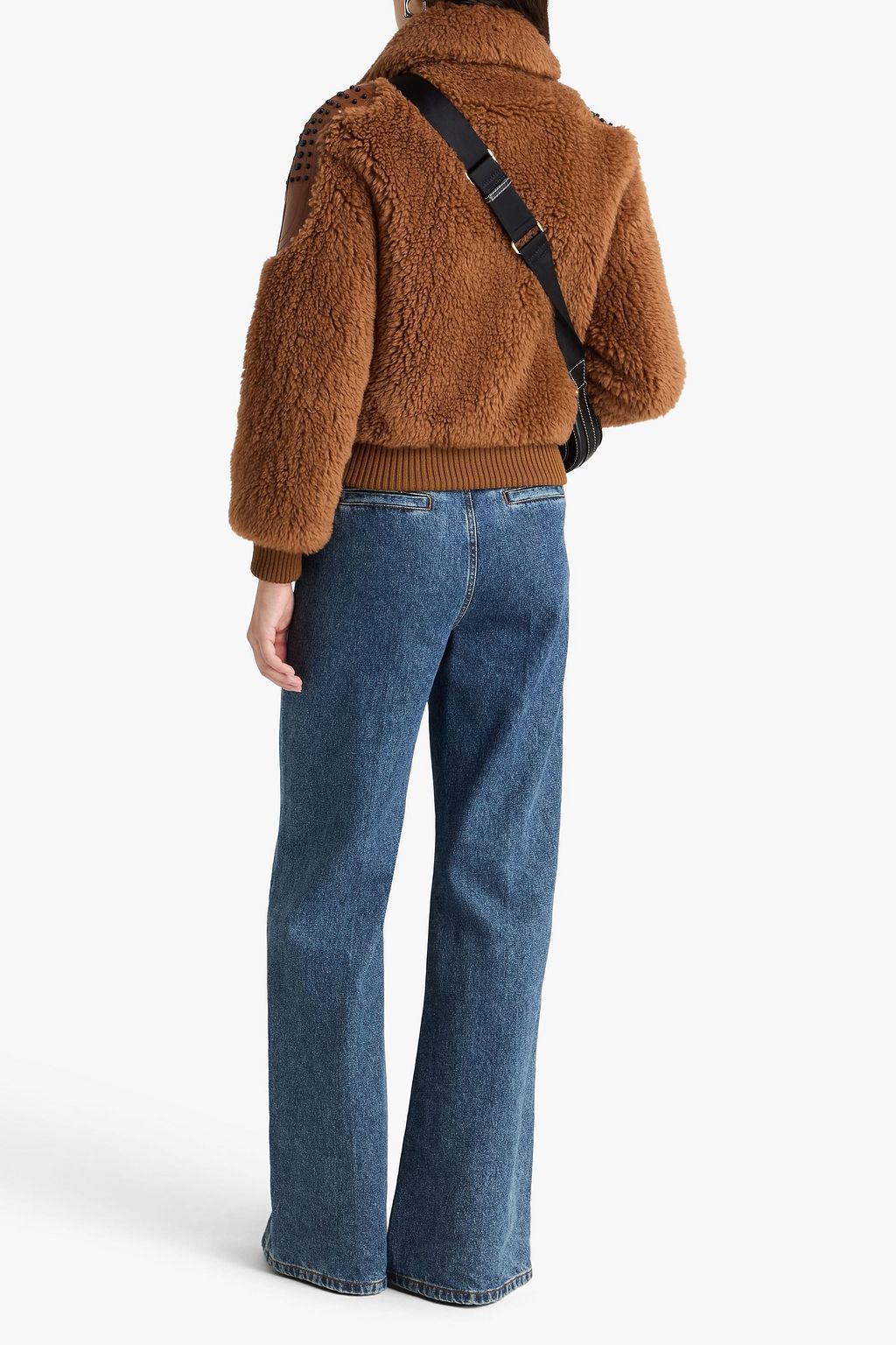 TOD'S جاكيت بومبر من مزيج الصوف مزخرفة بالجلد