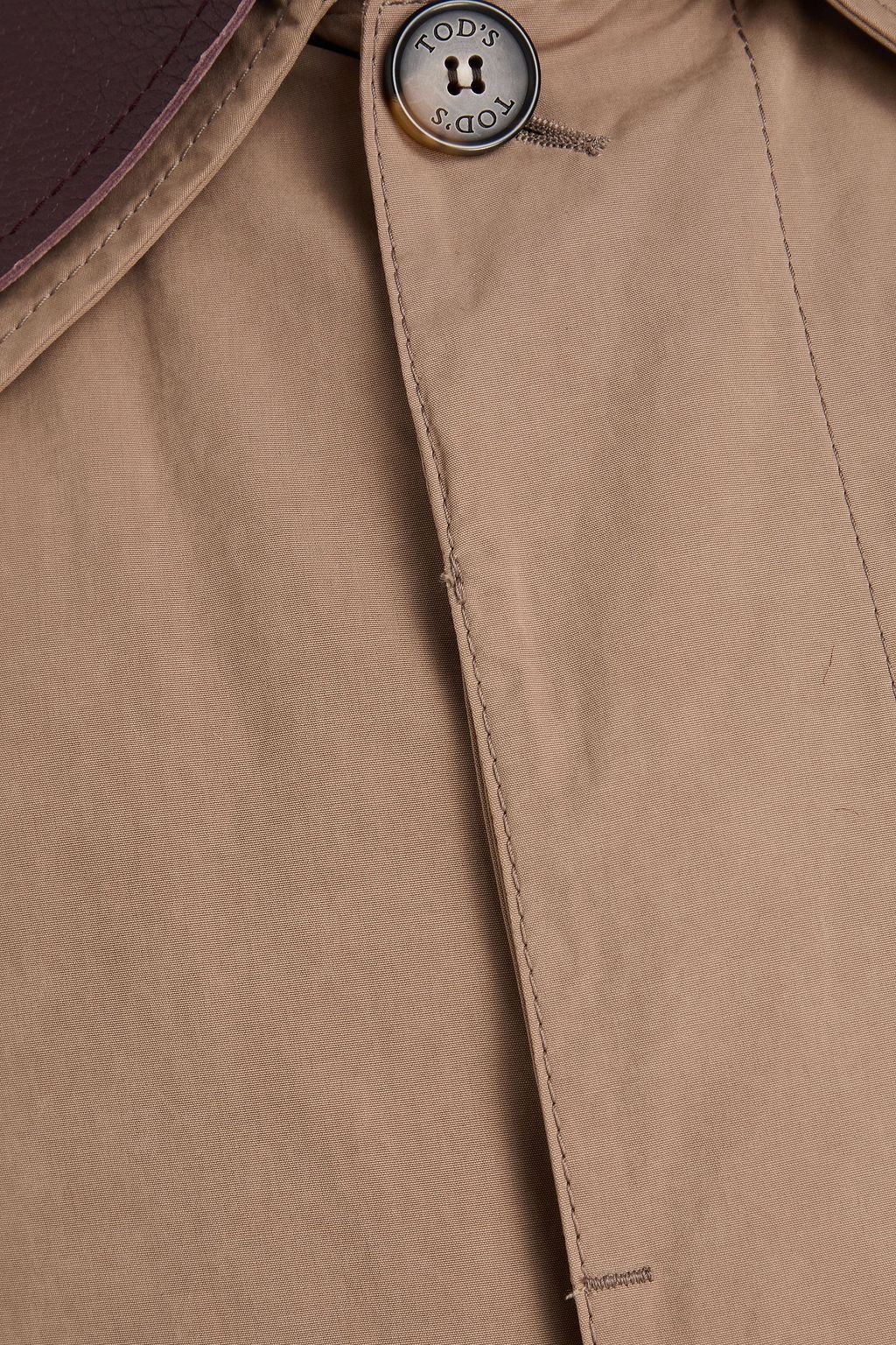 TOD'S Leather-trimmed shell trench coat