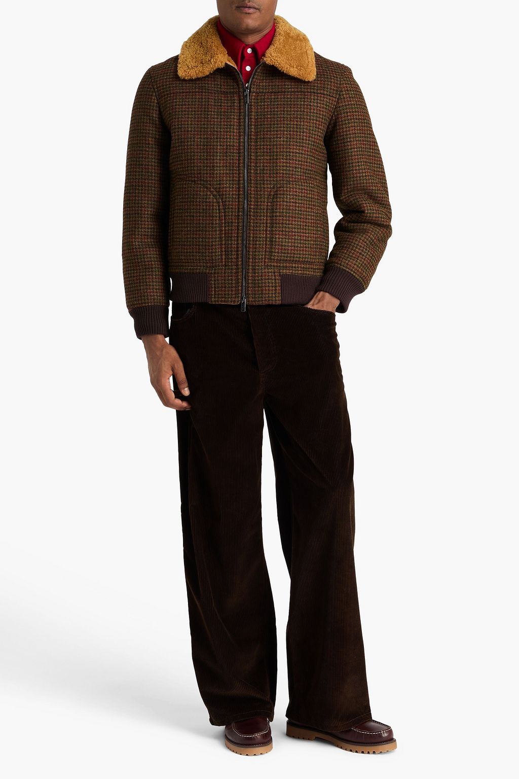 TOD'S Houndstooth wool-tweed bomber jacket